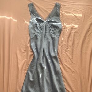American Eagle Outfitters Blue Satin Slip Dress